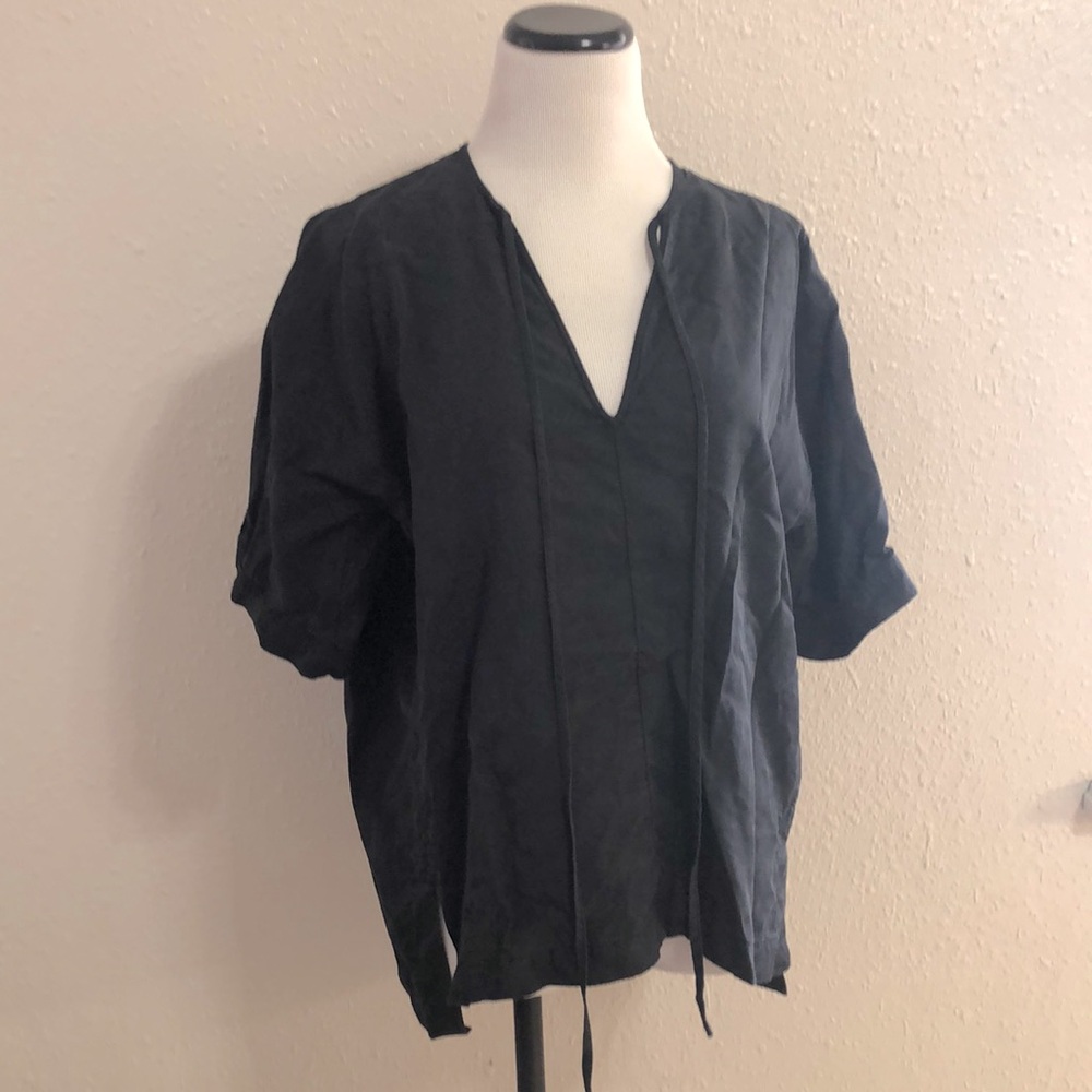 COS black v-neck blouse with ties size 6